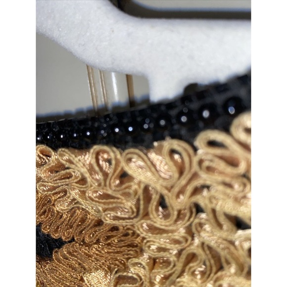 Silk Cocktail Jacket Life & Style Broquet Sequin Beaded Black Gold Olive Med - Picture 14 of 16